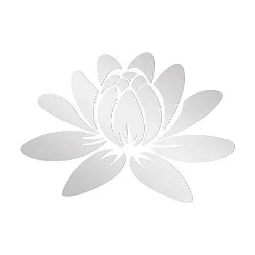 Produktbild: VORCOOL 3D Lotus Acryl Wandaufkleber Abnehmbare Spiegel Aufkleber Umweltfreundliche Wandtattoos für Schlafzimmer Wohnzimmer Badezimmer Dekoration (Silber)