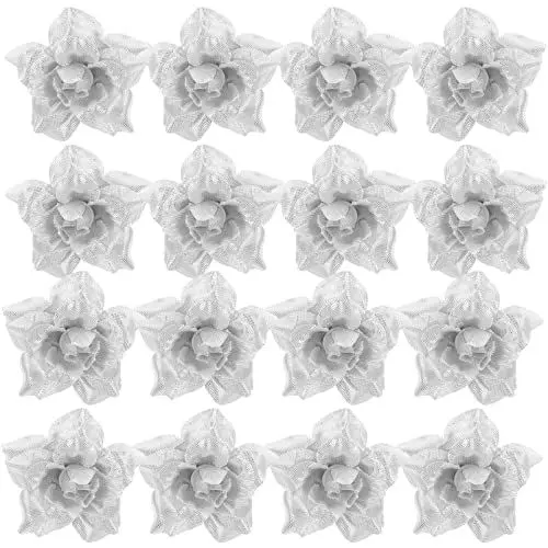 Produktbild: VORCOOL 50 Stück Kunstblumen Rosenköpfe Stoffrosen Deko-Blüte (Silber)