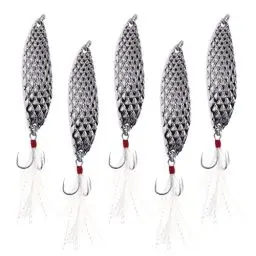 Produktbild: VORCOOL 5 stück Kunstköder Angel Metall Fischköder Angeln Löffel köder (Silber Köder + Weiße Feder)