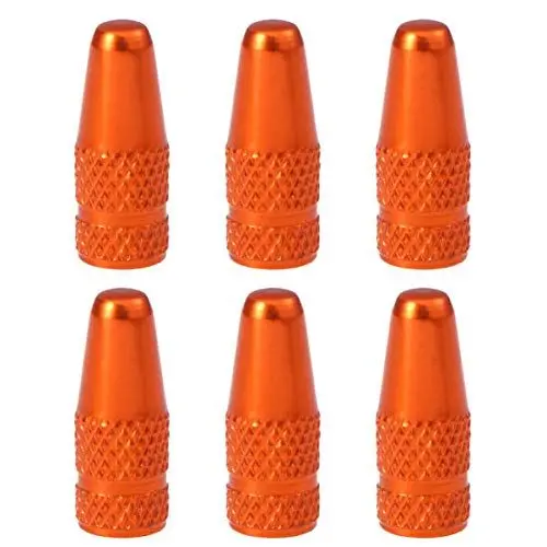 Produktbild: VORCOOL 6 Stücke Fahrrad Aluminiumlegierung Französisch Ventilkappen für MTB Rennrad Mountainbike Reifen Luftventilkappen Staubabdeckungen (Orange)