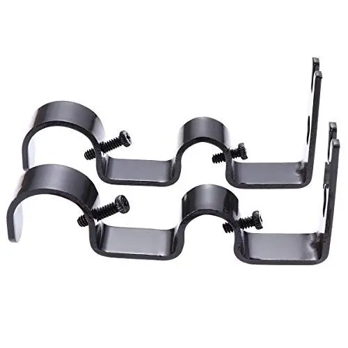 Produktbild: VORCOOL Eisen Doppel Vorhangstange Halterung Vorhangstange Halter Gardinenstange Wandhalterungen 2 STÜCKE 18-22mm (Kaffee)