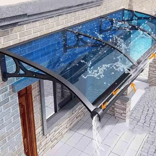 Produktbild: YWQJL Vordach FüR HaustüR Mit Seitenteil Rinne Aluminium Metallgestell,üBerdachung HaustüR Mit Seitenteil Regenrinne,FüR DraußEn Terrasse,Balkon,Garten,Kellertreppe,Hauseingang,Blauw1-80x320cm