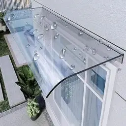 Produktbild: Vordach Für Haustür,vordach Haustür Glas, Polycarbonat- Überdachung Haustür,vordach Haustürdach Pultvordach 3,5mm Dick,für Draußen Haus Balkon Garage Fenster,transparent-40x120cm/15.7