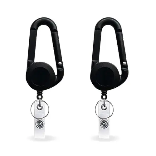 Produktbild: Vordpe 2 Stück Schlüsselanhänger Ausziehbar, Schlüsselrolle, Einziehbarer Ausweishalter, Schlüsselband mit Karabiner,für Schlüsselkarten, Kartenhalter(Schwarz)