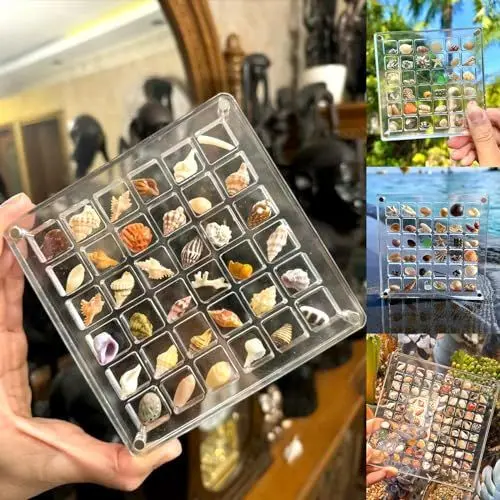 Produktbild: Vordpe 36 Fächer Acrylic Magnetic Seashell Display Box, Klare Muschel-Aufbewahrungsbox, Aufbewahrungsbox, Display-Organizer, Acryl-Display-Box für Muscheln, Diamanten, Edelsteine