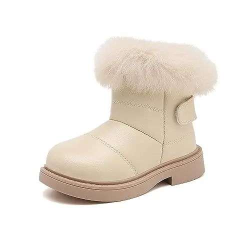Produktbild: Vorgelen Kinder Winterstiefel Mädchen Winterschuhe Warme Gefüttert Schneestiefel Wasserdichte Rutschfest Stiefeletten Schlupfstiefel Weiß 26 EU = 27 Etikett