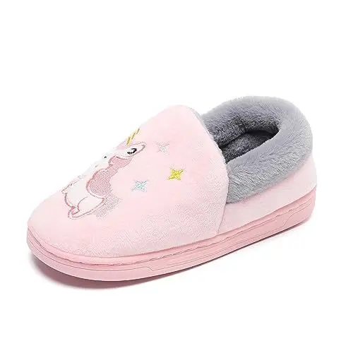 Produktbild: Vorgelen Winter Hausschuhe Mädchen Jungen Weiche Plüsch Pantoffeln Kinder Wärme Rutschfeste Leicht Hausschuhe Cartoon Slippers A-Rosa 32/33 EU
