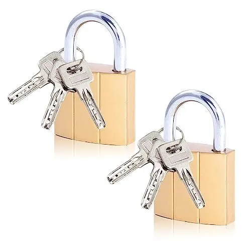 Produktbild: Vorhängeschloss mit Schlüssel, 2 Stück Kleines schloss mit Schlüssel 32mm Spind Kellerschloss Schloß lock Vorhangschloss aus Messing