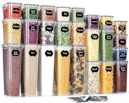 Produktbild: Vorratsdosen mit deckel luftdicht 25er Set: Aufbewahrungsbox Küche für Mehl Müsli Zucker Spaghetti Nudeln Aufbewahrung | Vorratsbehälter Set 2,5l/1,7l/1,25l/0,75l | BPA-FREI | Spülmaschinenfest