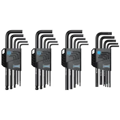 Produktbild: VORXEON 36-teiliges Sechskantschlüssel-Set inkl. 9 Kugelkopf- & 9 Flachkopf-Innensechskant (1,5-10 mm), 9 SEA (1/16