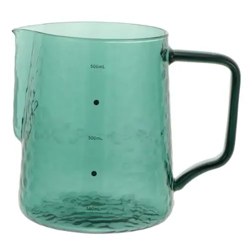 Produktbild: VOSAREA 1Stk Topf küchenmaschiene kochgeschirr drinking bottle trinkflaschen - Glaskaraffen Latte-Art-Krug kleiner Kaffeemilchkännchen messbecher Milchkanne Milchglas aus Glas Green