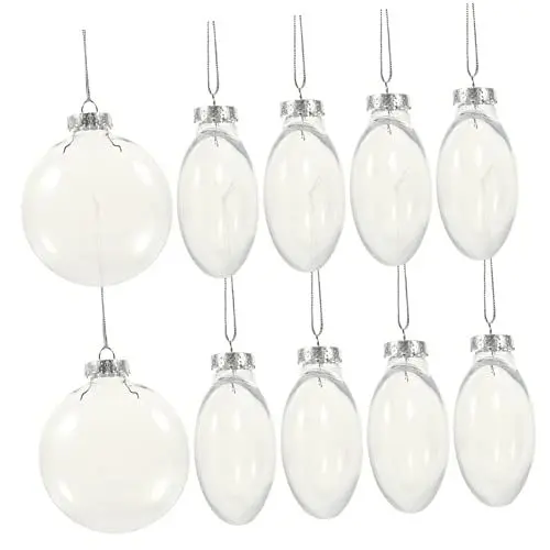 Produktbild: VOSAREA 1 Satz Flache Weihnachtskugeln Masse Weihnachtsschmuck Klare Kugelverzierungen Weihnachtssterne Dekorationen Weihnachtskugeln Klar Ornamente Transparent Haustier Kunststoff 10st