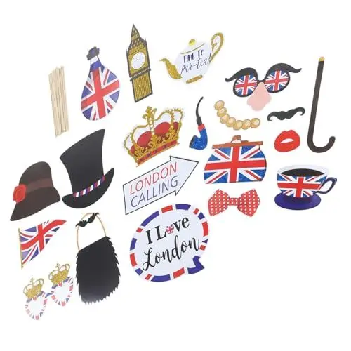 Produktbild: VOSAREA 20pcs Photo Booth Requisiten Lustige Britischen Party Requisiten Uk England Flagge