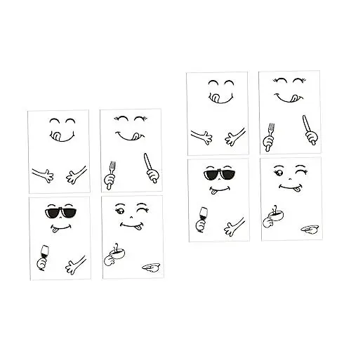 Produktbild: VOSAREA 2 Sätze -kühlschrankmagnet Kühlschrank Kreative Aufkleber Happy Delicious Gesichtsaufkleber Kühlschrankmagnete Kühlschrankaufkleber Dekorative Aufkleber Pvc 4 Stück * 2