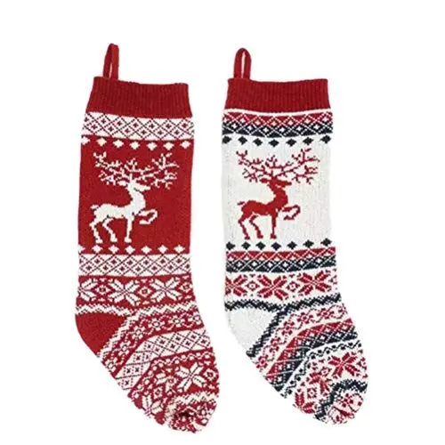Produktbild: VOSAREA 2 Stück Weihnachtsstrumpf, Nikolausstrumpf Kamin Weihnachtssocke Deko Nikolausstiefel zum Befüllen Hängend Weihnachts Geschenktüte für Kamin Weihnachtsbaum Dekoration
