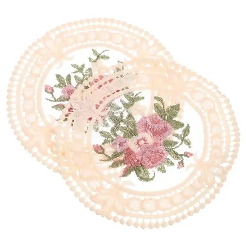 Produktbild: VOSAREA 2st Bestickter Topflappen Moderne Untersetzer Für Getränke Handgestrickter Untersetzer Getränke Untersetzer Teeuntersetzer Häkeln Stoffuntersetzer Vogelnest Dekoration Beige Spitze