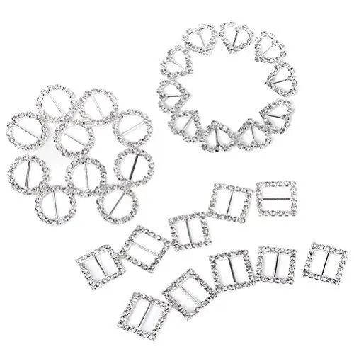 Produktbild: VOSAREA 30 Stücke T Shirt Clip Schnalle, Silber Strass Schal Ringschnalle Herz Runde und Quadratische Seidenschal Ring Saum Knoten Hemd Krawattenklammer Schnalle für Mädchen Damen