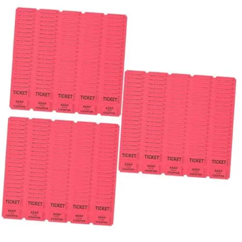 Produktbild: VOSAREA 3 Sätze Tickets Gewonnen Vergnügungsparkspiel Veranstaltungspreise Zirkus Boletos Für Veranstaltungen Spielzeug Getränke Partyzubehör Konzertkarten Papier Rot 100 Stück * 3