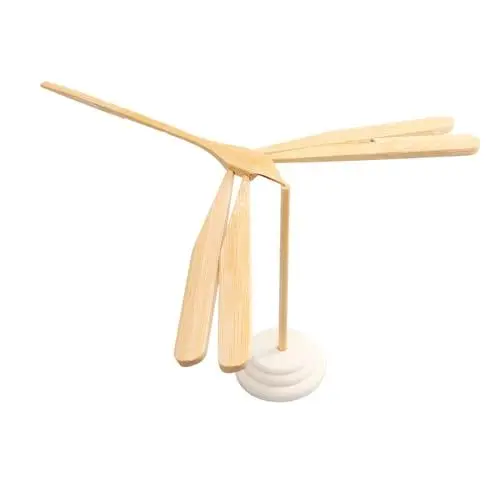 Produktbild: VOSAREA 3 stücke Bambus Libelle Ornament künstliche manuelle Libelle Balance Spielzeug DIY handgemachte Handwerk Geschenk mit Basis für Home Office Tisch dekor