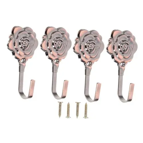 Produktbild: VOSAREA 4 Sätze Rosenhaken Rustikale Haken Kleiderhaken Für Blumen Schlüsselhaken Vorhanghalter Gardinenhaken Zubehör Retro-vorhänge Jackenaufhänger Blumen Kleiderhaken Schmuckhaken Eisen
