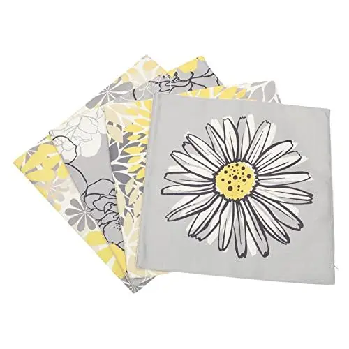 Produktbild: VOSAREA 4-TLG. Kissenbezug mit Geometrischem Blumenmuster Leinen- Gänseblümchen-Couch-kissenbezüge Überwurf-Kissenbezug für Wohnzimmer