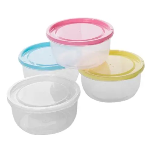 Produktbild: VOSAREA 4er Set Frischhaltedosen Für Lebensmittel Wiederverwendbare Transparente Aufbewahrungsbehälter Mit Deckel 600ml Ideal Für Kühlschrank Obst & Gemü Stapelbar Und Platzsparend