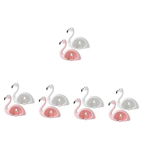 Produktbild: VOSAREA 5 Sätze Flamingo- Wandmontierter Spiegel Wandmontierte Elektrische Zahnbürstenhalter Spiegel-zahnbürstenhalter Zahnpastaspender Elektrisch Wandhalterung Abs 2 Stück * 5