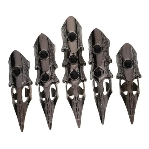 Produktbild: VOSAREA 5st Langer Ring Herrenknöchelgelenk Voller Fingerring Gothic-ringe Rüstungsringe Knöchelgelenk Fingerring Punk-fingerring Halloween Knöchelring Klobige Ringe Black Legierung
