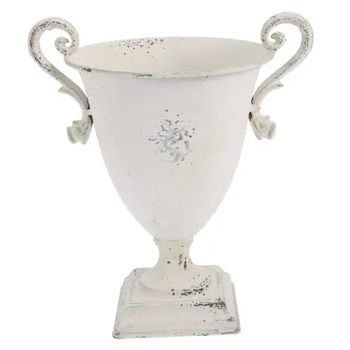 Produktbild: VOSAREA Blumentopf Dekorativer Topf Metallvase Dekoration Festival Dekorative Erscheinung Pflanzgefäß aus Metall Retro-Vase aus Eisen dekorative Vasen für Wohnkultur Vasenhalter Weiß