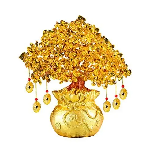 Produktbild: VOSAREA Feng Shui Bonsai Geld Baum Kristall Reichtum und Glück Baum Dekorationen für Home Office 19cm
