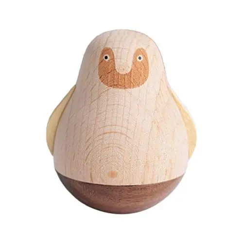 Produktbild: VOSAREA Holz Spielzeug Stehauffigur Stehauf Pinguin Bär Rentier Figur Dekofigur Rassel Babyspielzeug Kinder Holzspielzeug