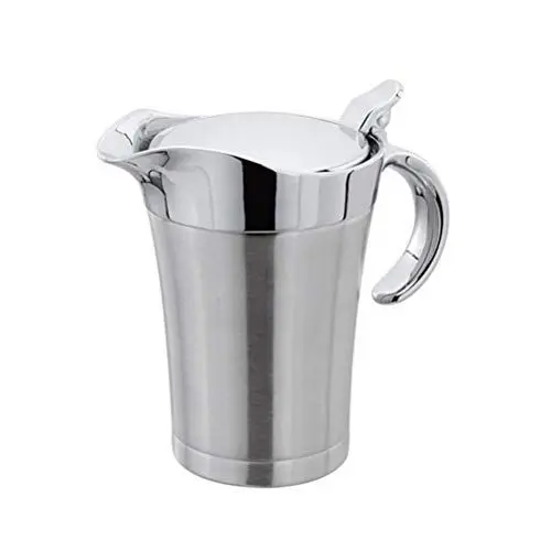 Produktbild: VOSAREA Sauciere Edelstahl (Deckel und Halterungen sind aus ABS) Isolier Soßen Kanne Soßenschüssel Soßiere für Küche Restaurant BBQ 450ml (Silber)
