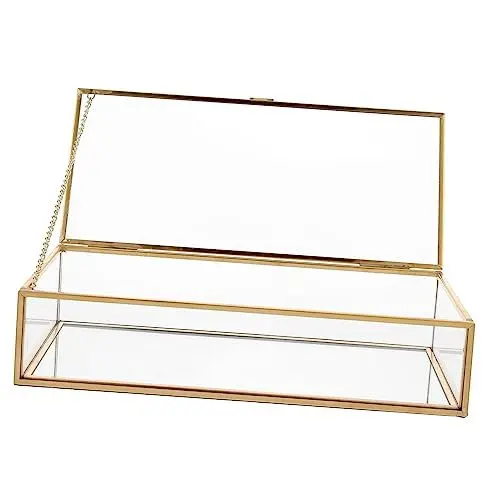 Produktbild: VOSAREA Transparente Schmuckschatulle Tischvitrine Vitrine Für Goldschmuck Förmchen Mit Deckel Antiker Schmuck Goldene Ringe Für Schmuck Edlen Schmuck Halskette Legierung