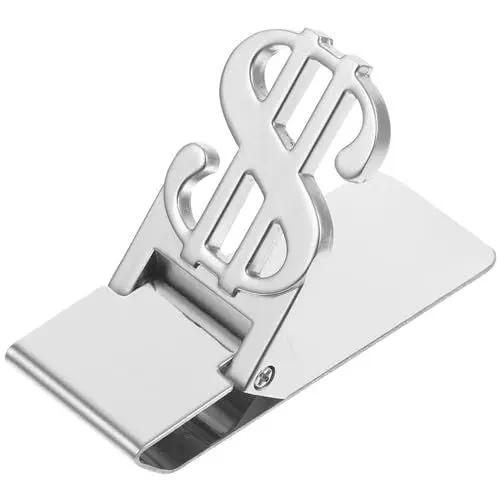 Produktbild: Vosarea 1 x Geldklammer aus Metall in Dollar-Schild-Form, aus Edelstahl, Geldklammer, Kreditkartenhalter.