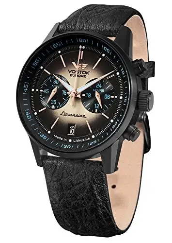 Produktbild: Vostok Europe Unisex Chronograph Japanisches Quarzwerk Uhr mit Leder Armband VK64-560C691