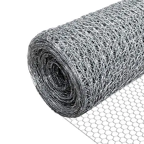 Produktbild: VOUNOT® Maschendrahtzaun Sechseckgeflecht, Drahtzaun Hasendraht Kaninchendraht Hühnerdraht, Maschenweite 25 mm, Höhe 100 cm, Länge 25 m, Verzinkt Silber