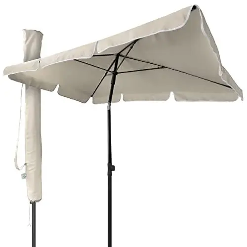 Produktbild: VOUNOT Sonnenschirm Rechteckig für Balkon und Terrasse, 200 × 125 cm, Knickbarer Balkonschirm, Sonnenschutz UV 50+, Beige