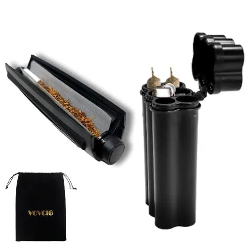 Produktbild: VOVCIG Tabakroller,joint drehmaschine,Kommt mit joint hülle,Hält perfekt 3 70- und 110-mm-Zigarettenpapiere und Feuerzeuge.Cigarette machine,Kommt mit schwarzer Tasche