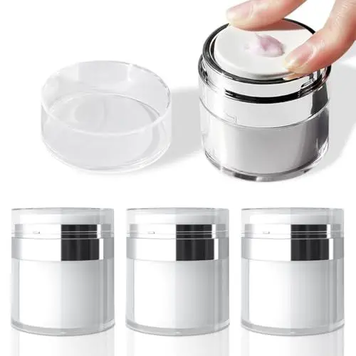 Produktbild: Voyyphixa 3 Stück 30ml Airless Pumpspender Creme Spender Vakuumflasche Airless Pump Jars Cosmetic Cream Jar Creme Spender Nachfüllbarer für Reise Home Verwendung