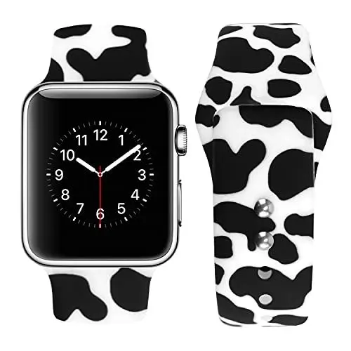 Produktbild: Vozehui Armband Kompatibel mit Apple Watch Armband 38mm 40mm 41mm für Damen Herren, Ersatz Sportband aus weichem Silikon mit Milchkuh Kompatibel mit iWatch Serie SE 8 7 6 5 4 3 2 1 für 38mm/40mm/41mm