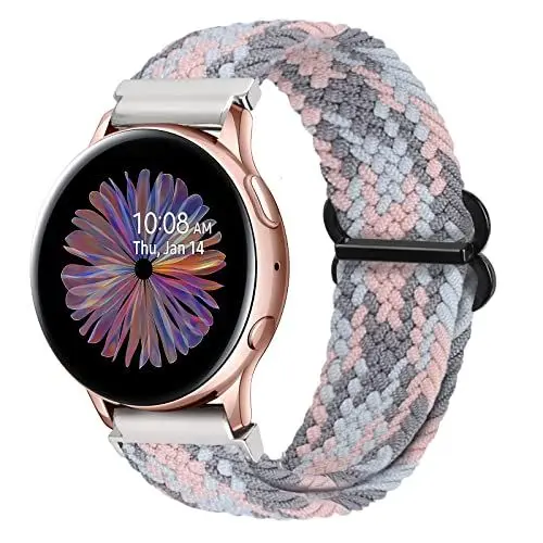 Produktbild: Vozehui Geflochtenes Solo Loop Armband 20mm Kompatibel mit Samsung Galaxy Watch 6/5/4 40mm 44mm, Elastisch Weiches Nylon Verstellbares Sport Band für Galaxy Watch 4 Classic 42mm 46mm für Herren Damen