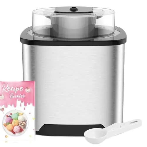 Produktbild: Vpcok Direct Eismaschine 2L Speiseeismaschine aus Edelstahl Eiscrememaschine mit entnehmbarem Eisbehälter, für Eis, Sorbet, Frozen Jogurth inkl. Rezeptheft (ohne Kompressor)