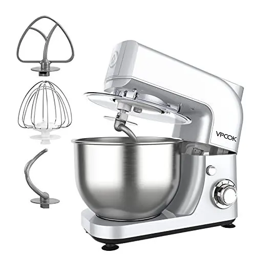 Produktbild: Vpcok Direct Küchenmaschine Knetmaschine 6 Geschwindigkeit Küchenmaschine Rührmaschine multifunktional mit Edelstahlschüssel Teigknetmaschine mit Rührbesen, Knethaken, Schlagbesen