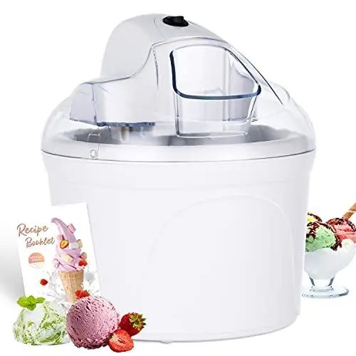 Produktbild: Vpcok Direct Profi Eismaschine Testsieger, Softeismaschine für Zuhause, Joghurtbereiter und Eisbereiter für Eiscreme, Gelato und Sorbet, 1,5L ice cream maker, weiß, inkl. Rezept