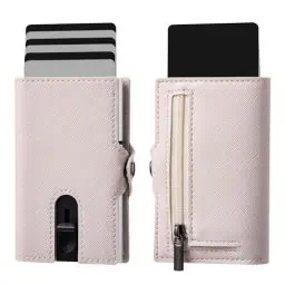 Produktbild: VpiuV® Geldbörse Herren - portmonee Herren - kreditkartenetui mit RFID-Schutz - Wallet mit münzfach - Kartenhalter für Herren aus blauem Aluminium mit Geldbörse – Kratzfest, Weiß