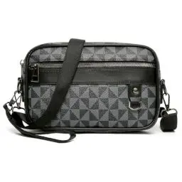 Produktbild: Vpoofree Umhängetasche Herren Klein PU leder Wasserdichte Schultertasche Herrentasche Zum Umhängen Handytasche Crossbody Bag Seitentasche Kuriertasche Männer Tasche (Schwarz Umhängetasche)