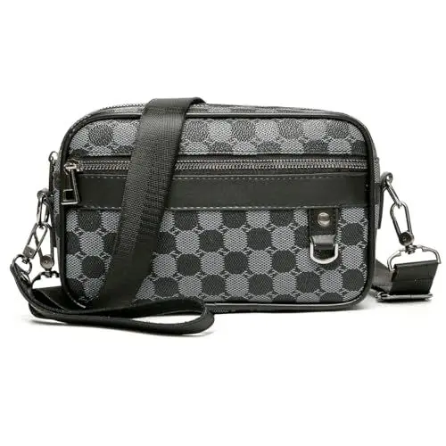 Produktbild: Vpoofree Umhängetasche Herren Klein PU leder Wasserdichte Schultertasche Herrentasche Zum Umhängen Handytasche Crossbody Bag Seitentasche Kuriertasche Männer Tasche (Umhängetasche)