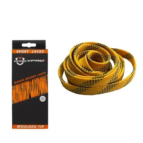 Produktbild: VPRO Gewachste Eishockey-Schnürsenkel - Rollschuhlaufen, Eishockey, Eiskunstlauf Modisch und vielseitig ist das perfekte Geschenk für Sportbegeisterte (Gelb-schwarz, 108”)