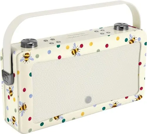 Produktbild: VQ Emma Bridgewater Hepburn Voice Alexa Lautsprecher Intelligenter, Tragbar und Leistungsstarker 20 W Lautsprecher Bluetooth mit USB Ladeanschluss und 8 Stunden Wiedergabe Zeit - Polka-Biene