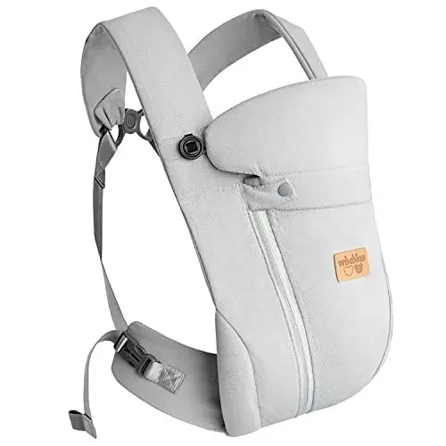 Produktbild: vrbabies Babytrage, Babytrage für Neugeborene ab Geburt, Neues Upgrade Ice Silk Ergonomische Tragetuch Baby mit Verstellbarem Gurt, leicht Atmungsaktiv 0-24monate(Hellgrau - ohne Gürtel)